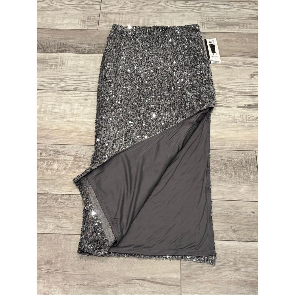 Madden NYC silver sequin velvet maxi skirt size XS